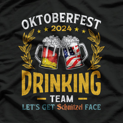 Oktoberfest Drinking Team Lets Get Schnitzel Face Beer T-Shirt