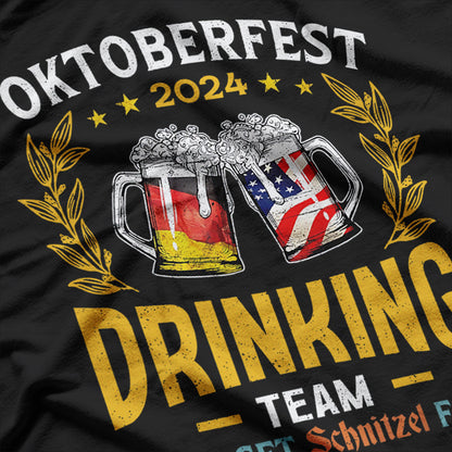 Oktoberfest Drinking Team Lets Get Schnitzel Face Beer T-Shirt