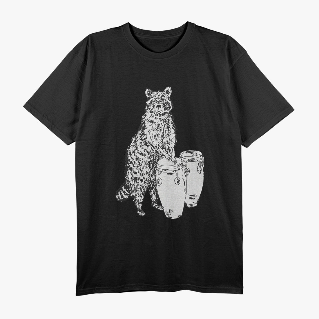 Raccoon Grooving On Conga Fun Animal Music Design T-Shirt