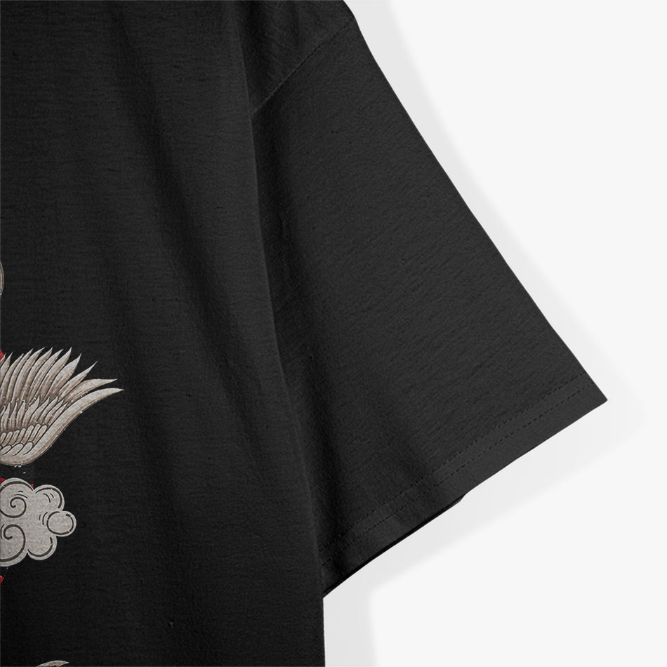 Cute White Crane Bird Asian Style Martial Arts T-Shirt