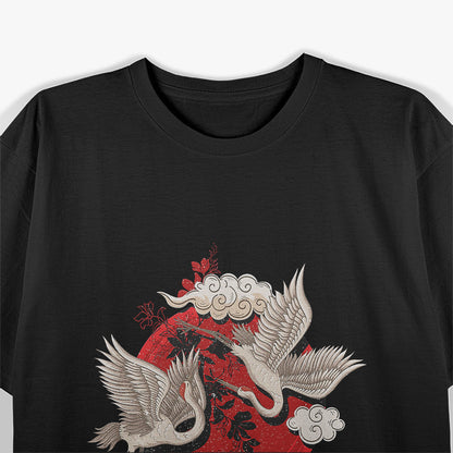 Cute White Crane Bird Asian Style Martial Arts T-Shirt