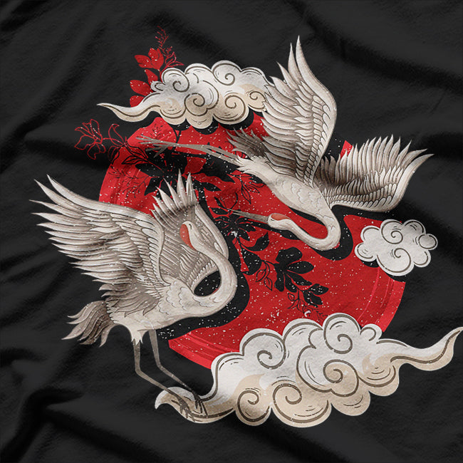 Cute White Crane Bird Asian Style Martial Arts T-Shirt