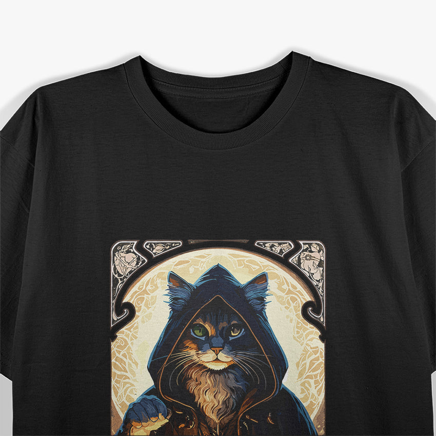 The Hermit Cat Tarot Wisdom and Solitude in Feline Form T-Shirt