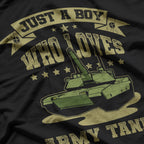 Just A Boy Who Loves Army Tanks Military WW2 Tanks T-Shirt