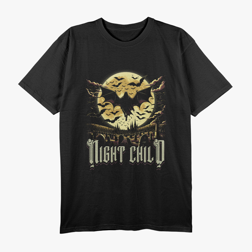Gothic Subculture Night Child Emo Dracula with a Vampire Bat T-Shirt