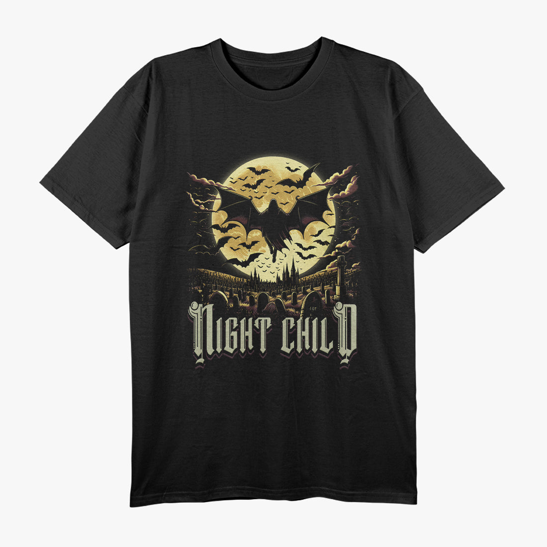 Gothic Subculture Night Child Emo Dracula with a Vampire Bat T-Shirt