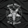 Wear Black Eat Pizza Satire Occult Design T-Shirt