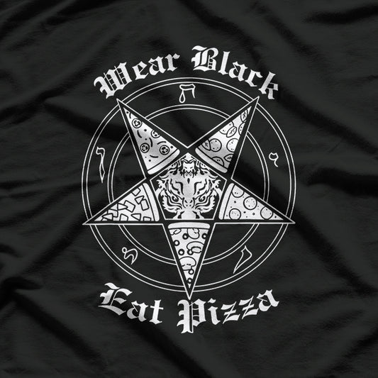 Wear Black Eat Pizza Satire Occult Design T-Shirt