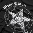 Wear Black Eat Pizza Satire Occult Design T-Shirt