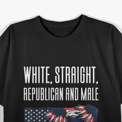 White Straight Republican Male Eagle and Flag T-Shirt