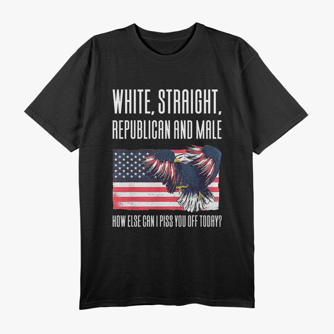 White Straight Republican Male Eagle and Flag T-Shirt