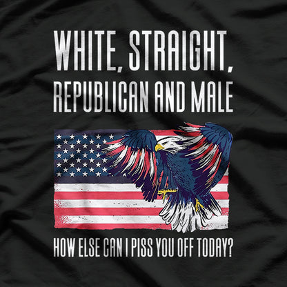 White Straight Republican Male Eagle and Flag T-Shirt