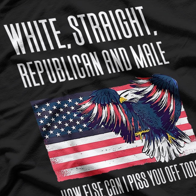 White Straight Republican Male Eagle and Flag T-Shirt