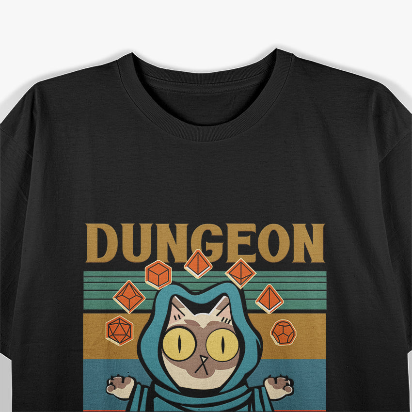 Funny Cat Adventurer Gaming Inspired Design T-Shirt