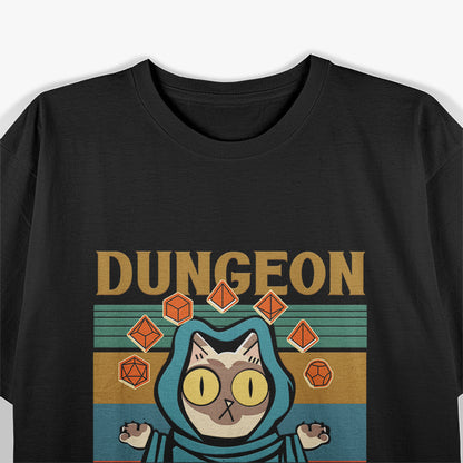 Funny Cat Adventurer Gaming Inspired Design T-Shirt