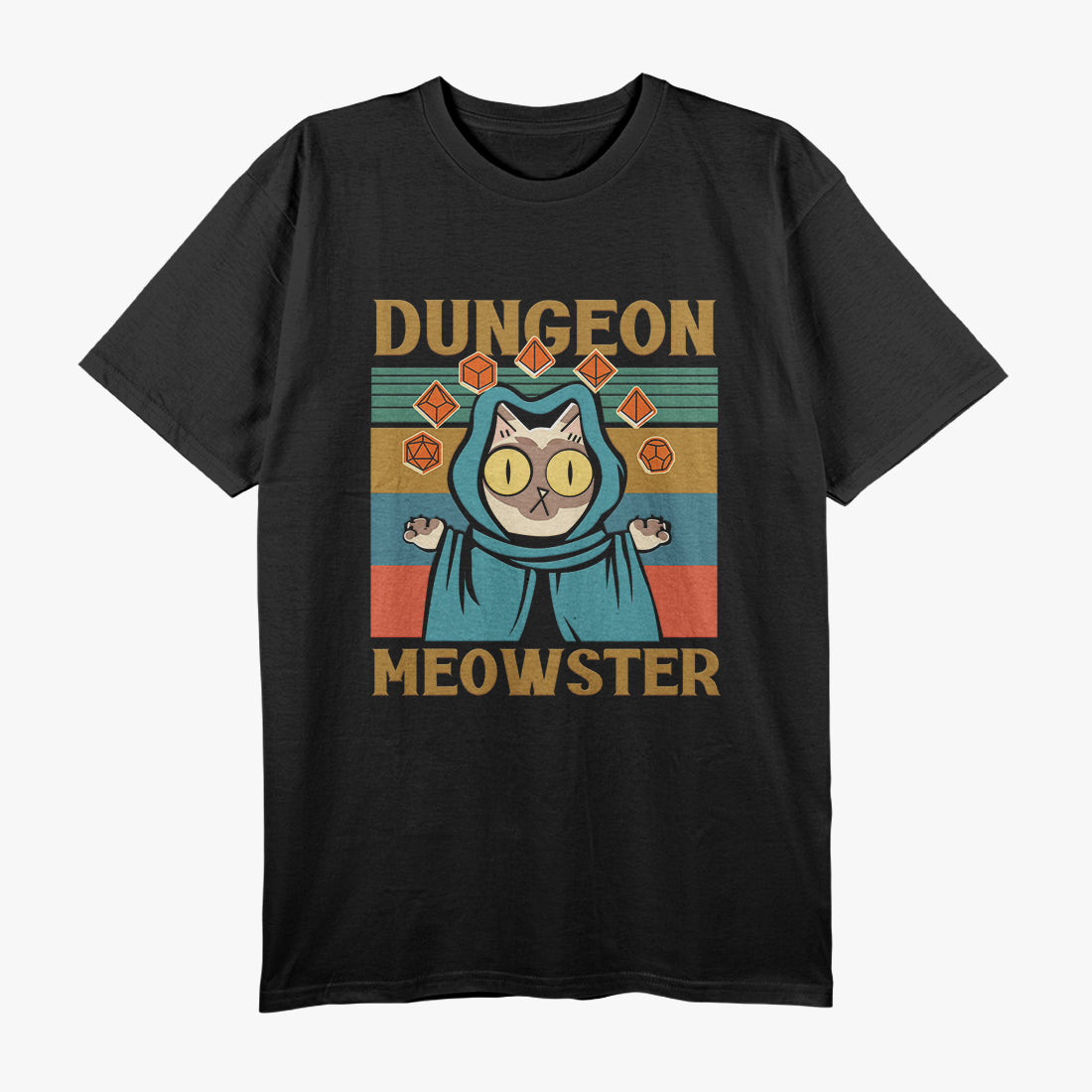 Funny Cat Adventurer Gaming Inspired Design T-Shirt