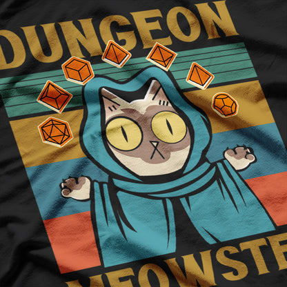 Funny Cat Adventurer Gaming Inspired Design T-Shirt