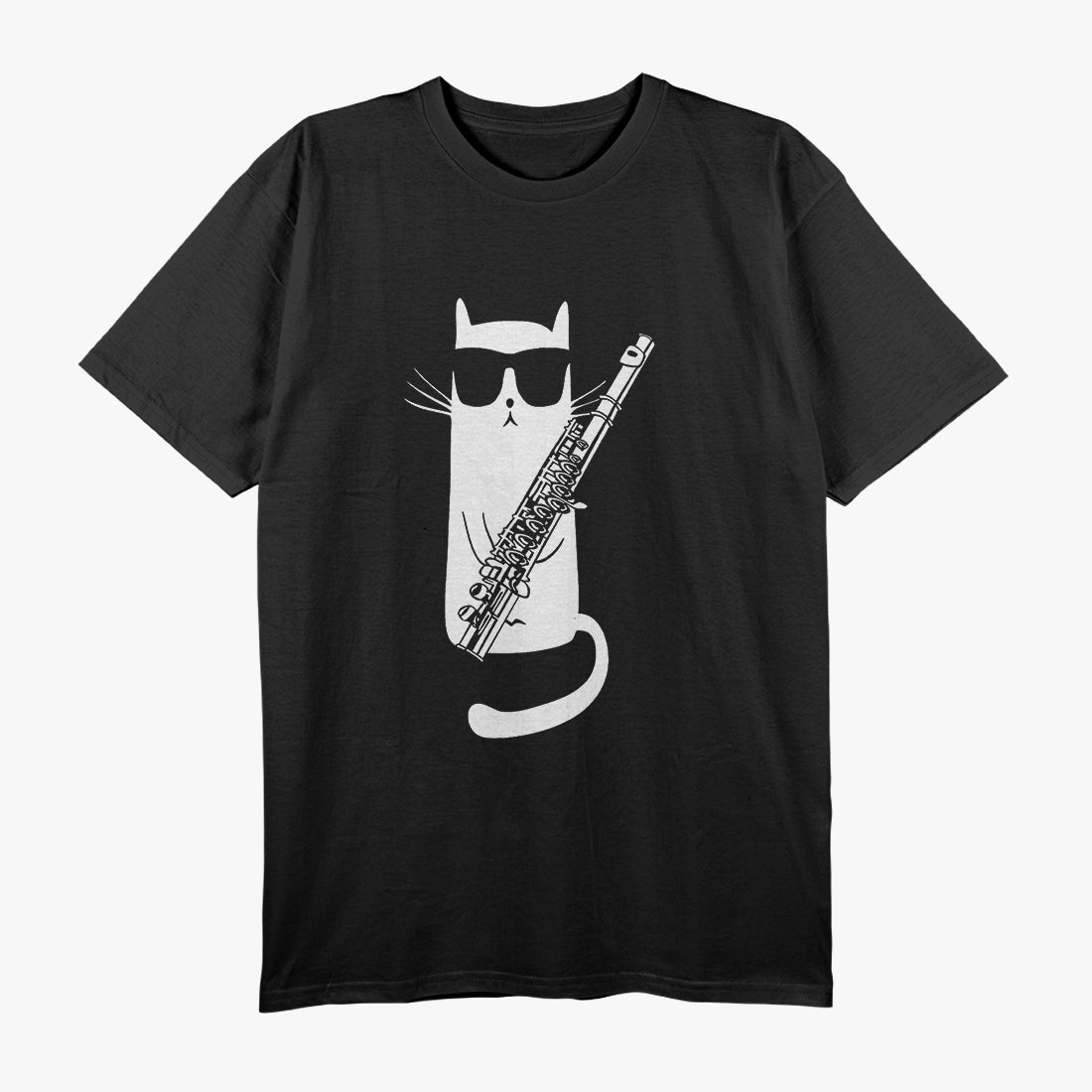Funny Cat Wearing Sunglasses Playing Flute T-Shirt