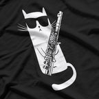 Funny Cat Wearing Sunglasses Playing Flute T-Shirt