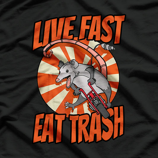 Opossum Riding Vintage Minibike: Live Fast, Eat Trash – A Possum's Motto T-Shirt