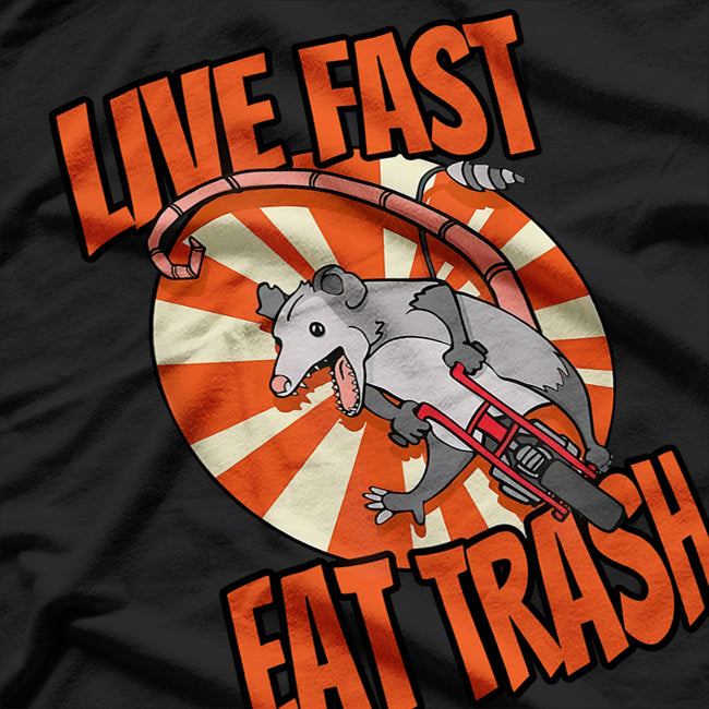 Opossum Riding Vintage Minibike: Live Fast, Eat Trash – A Possum's Motto T-Shirt