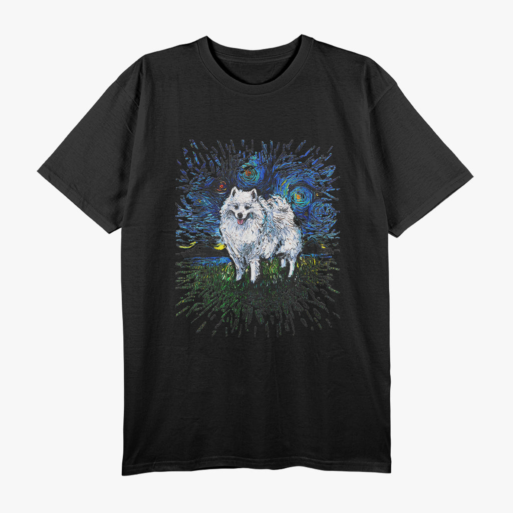 American Eskimo Japanese Spitz Starry Night Dog Art T-Shirt