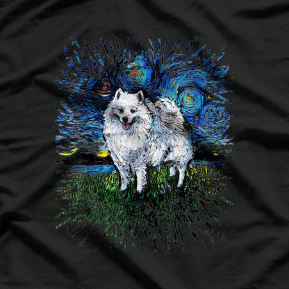 American Eskimo Japanese Spitz Starry Night Dog Art T-Shirt