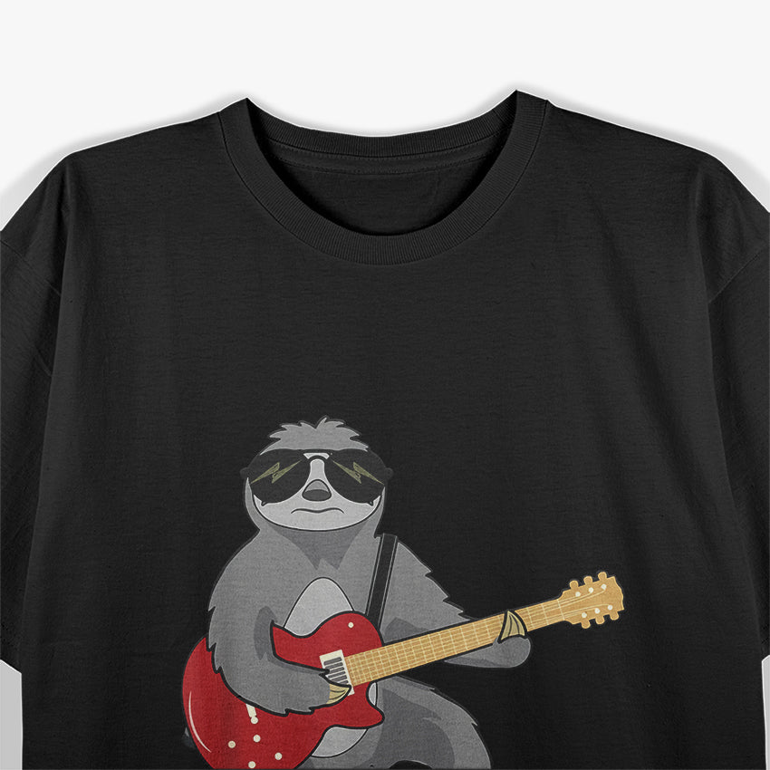 Rocking Sloth Playing Guitar Slow And Steady Rocker T-Shirt