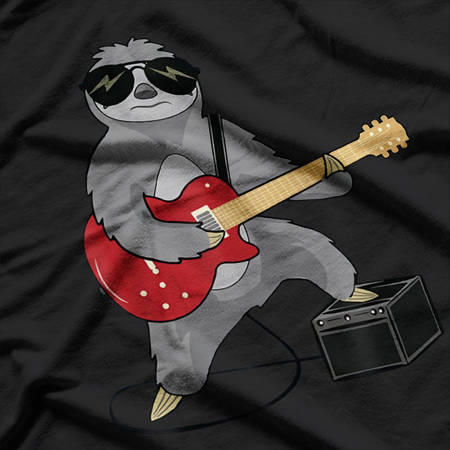 Rocking Sloth Playing Guitar Slow And Steady Rocker T-Shirt