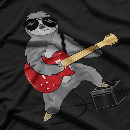 Rocking Sloth Playing Guitar Slow And Steady Rocker T-Shirt