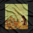Sunflower-Themed Funny Cat Art T-Shirt