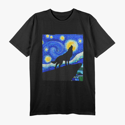 Wolf Starry Night Wolf Tee Van Gogh Gift Wolf T-Shirt