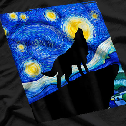 Wolf Starry Night Wolf Tee Van Gogh Gift Wolf T-Shirt