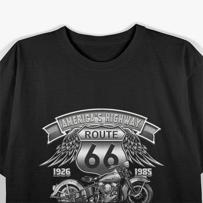 Route 66 Americas Highway Biker Motorcycle Design T-Shirt