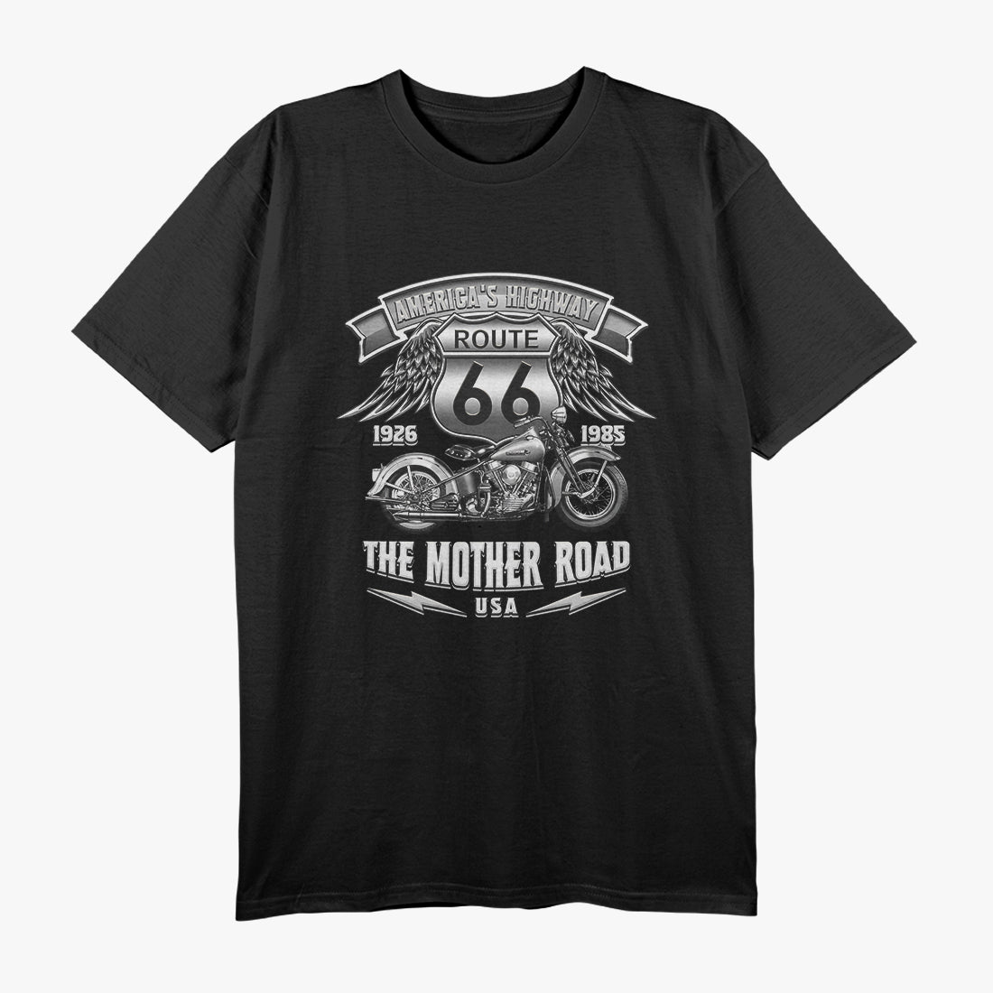 Route 66 Americas Highway Biker Motorcycle Design T-Shirt