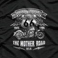 Route 66 Americas Highway Biker Motorcycle Design T-Shirt
