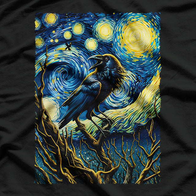 Crow in Starry Night Art T-Shirt