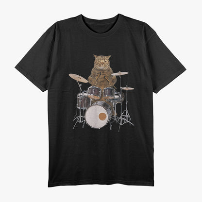 Punk Kitten Drummer Fun Rockstar Pet Lover Design T-Shirt