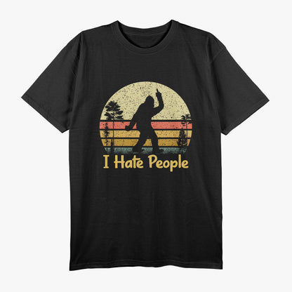 Retro Camping Bigfoot Sasquatch Middle Finger I Hate People T-Shirt