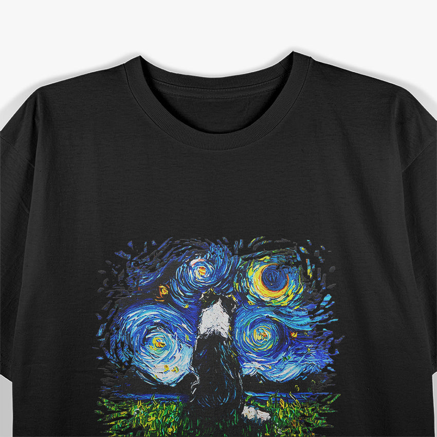 Border Collie Under Starry Night Sky T-Shirt