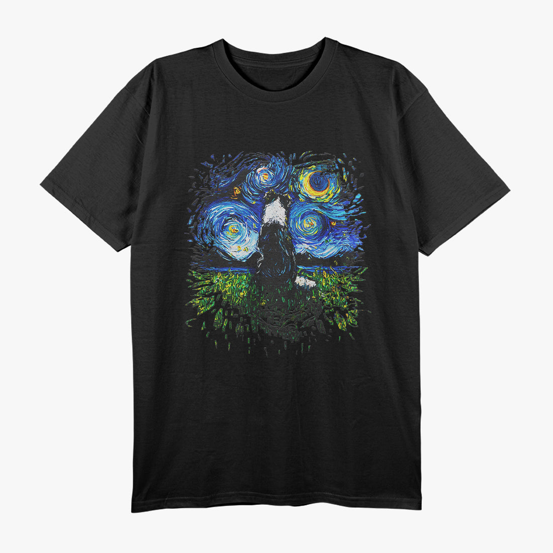 Border Collie Under Starry Night Sky T-Shirt