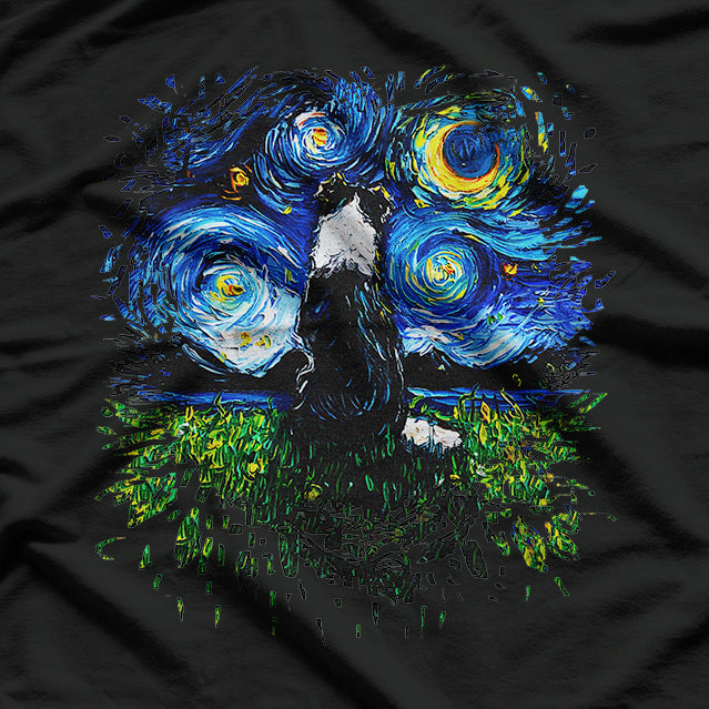 Border Collie Under Starry Night Sky T-Shirt