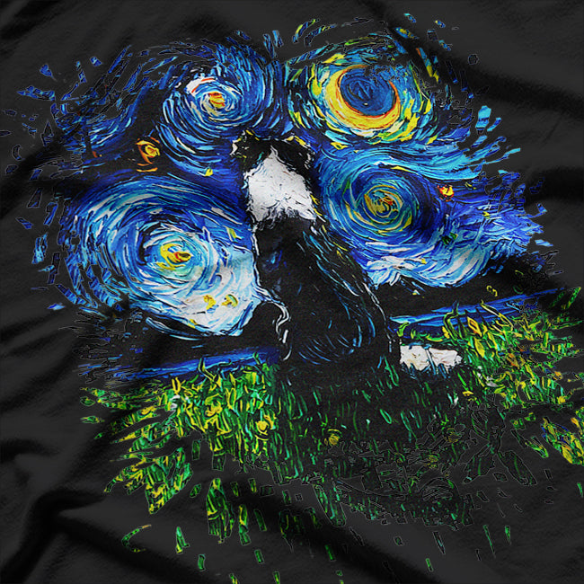 Border Collie Under Starry Night Sky T-Shirt