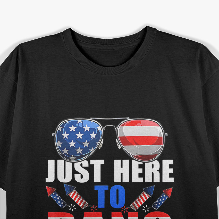 Funny 4th of July Here to Bang Fireworks T-Shirt