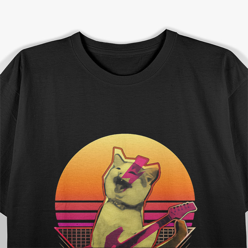 Electric Guitar Cat Bringing Classic Vibes For Music Fans T-Shirt