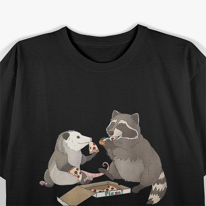 Possum and Raccoon Eating Pizza - A Wild Pizza Party T-Shirt