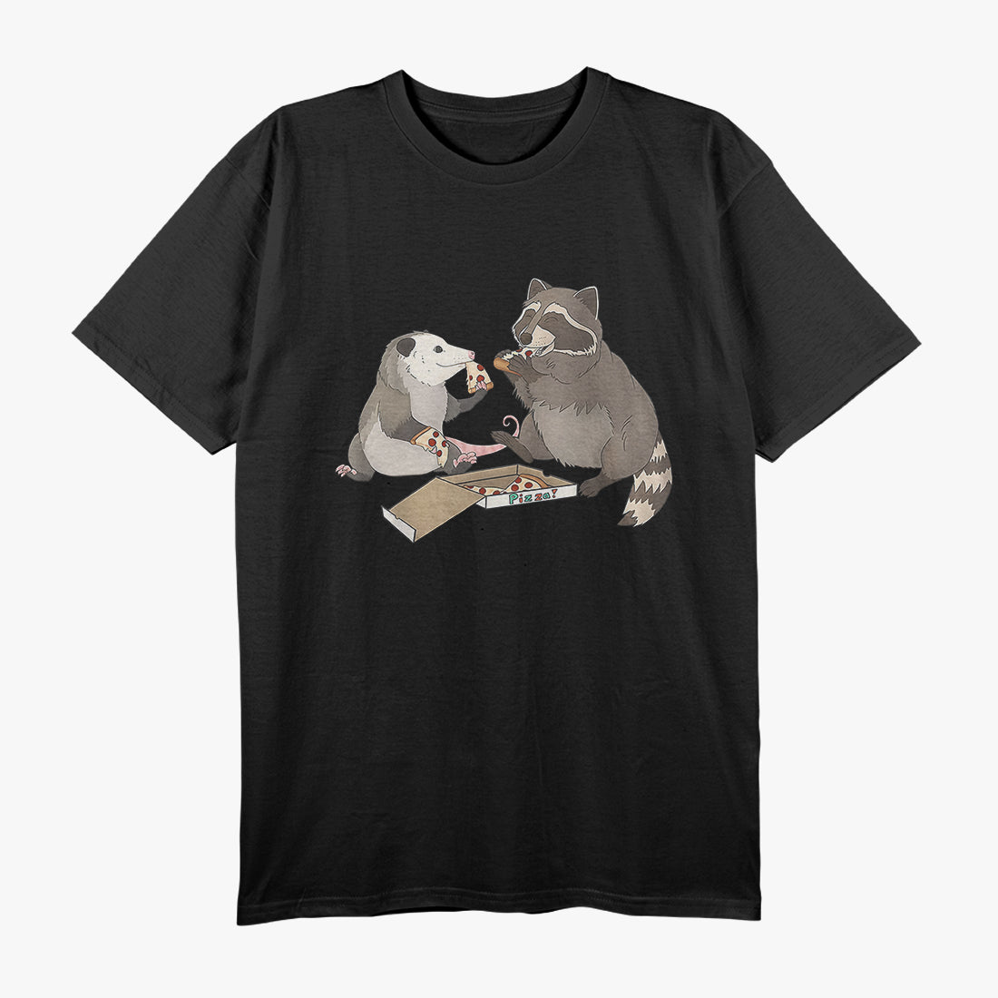 Possum and Raccoon Eating Pizza - A Wild Pizza Party T-Shirt