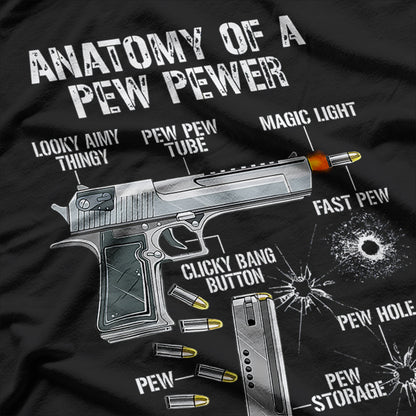 Anatomy of a Pew Pew, Ammo and Gun Humor T-Shirt