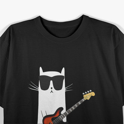 Bass Guitar Cat In Sunglasses Groovy Music Enthusiast T-Shirt