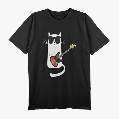 Bass Guitar Cat In Sunglasses Groovy Music Enthusiast T-Shirt